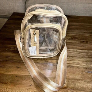 NWT Darling State of Mind Jolene Clear Gold Sling Bag